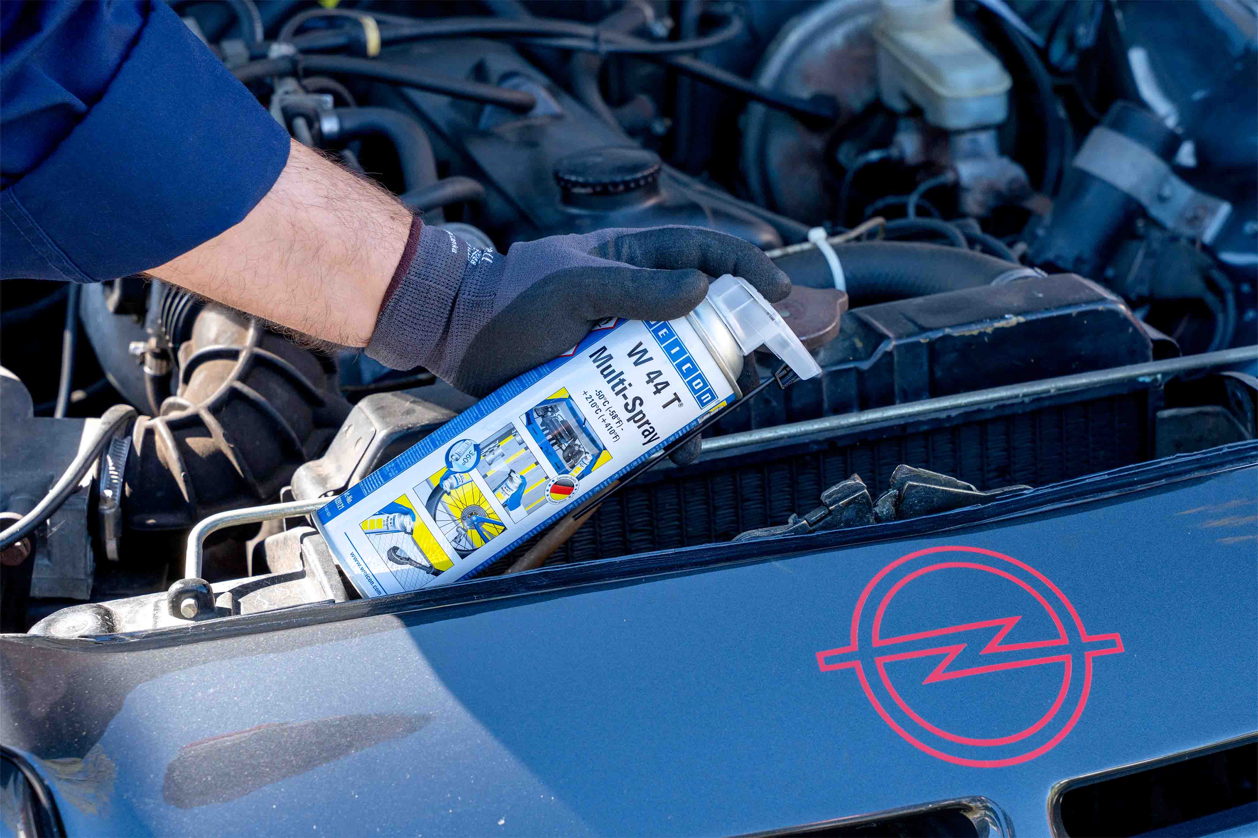 car, engine, spray, glove, hand