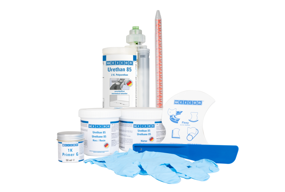 Kit de réparation de bandes transporteuses | Masse de réparation et de revêtement en polyuréa pour surfaces en caoutchouc, emballage de travail