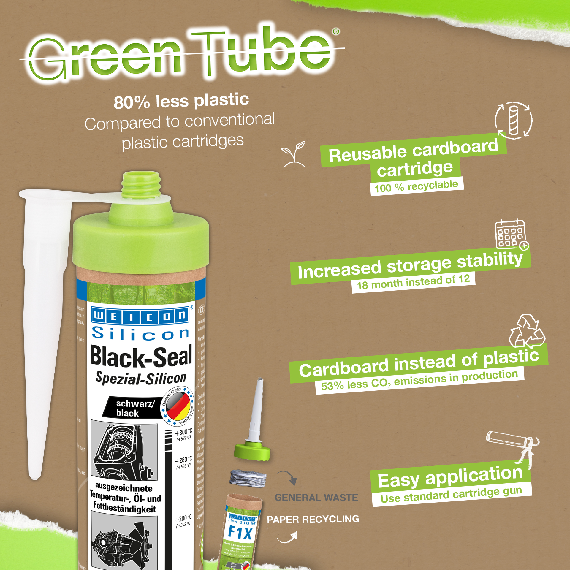 Black-Seal Silicone Spécial | Mastic d'étanchéité à élasticité permanente pour les zones résistantes à l'huile ou à la graisse