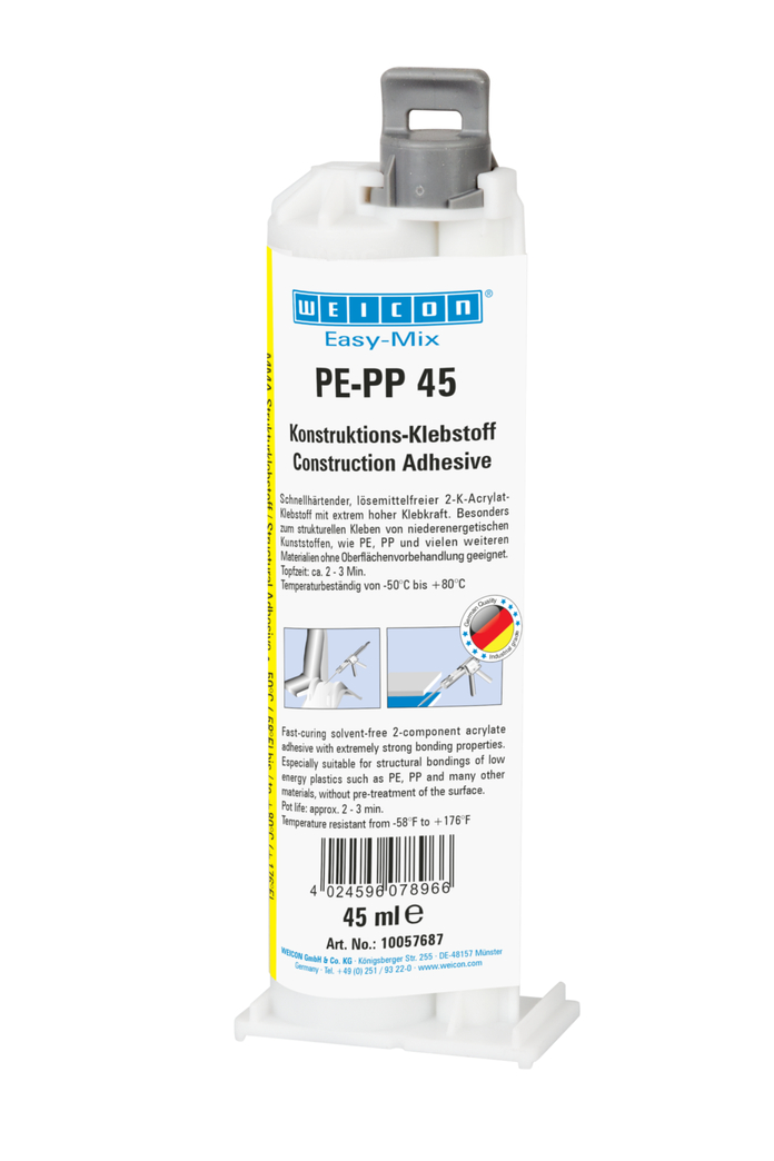 Easy-Mix PE-PP 45 Adhésif structural à base d'acrylates | Adhésif de construction à base d'acrylate de méthyle pour matières plastiques spéciales