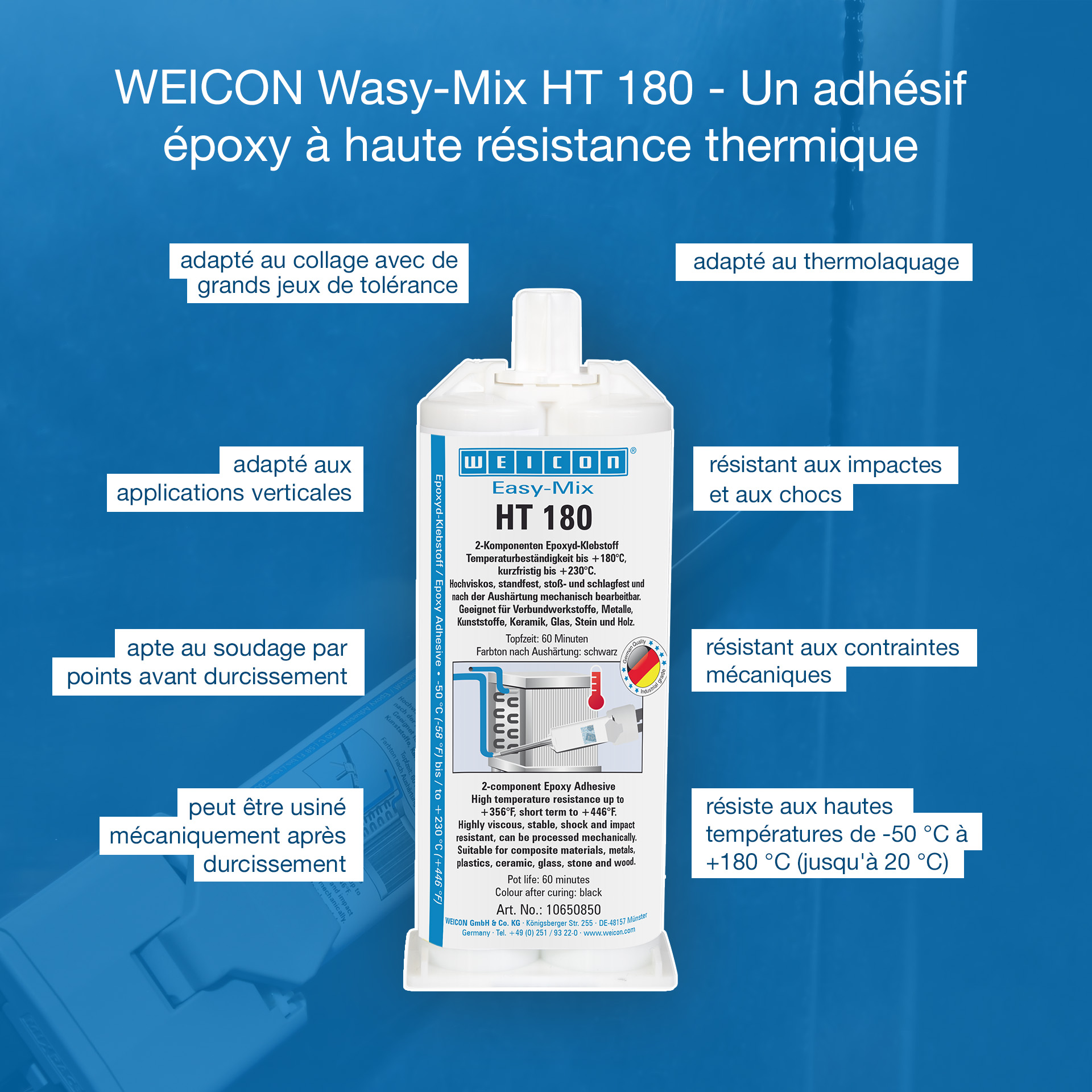epoxy, adhesive, HT180, two-component, thermally resistant
