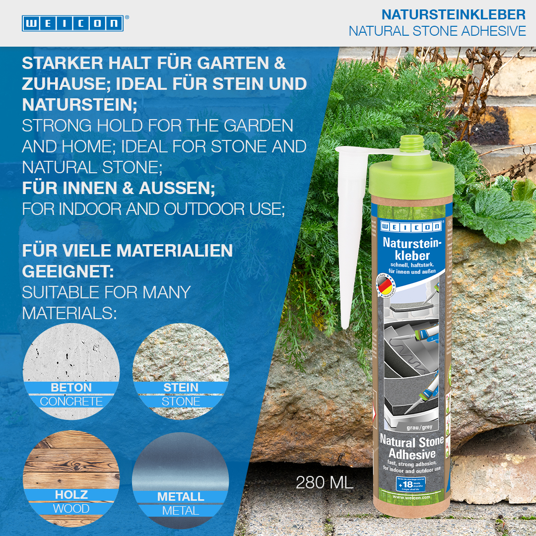 WEICON Colle pour Pierres Naturelles  | pour le montage de la pierre naturelle, de la pierre et de la céramique
