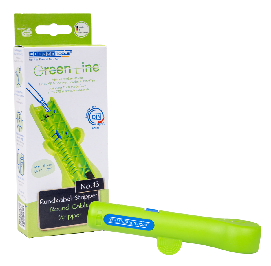 Ronde kabelstripper No. 13 Green Line  | Duurzame afstriptang I Voor het afstrippen van alle standaard ronde kabels I Werkbereik 6,0 - 13,0 mm Ø
