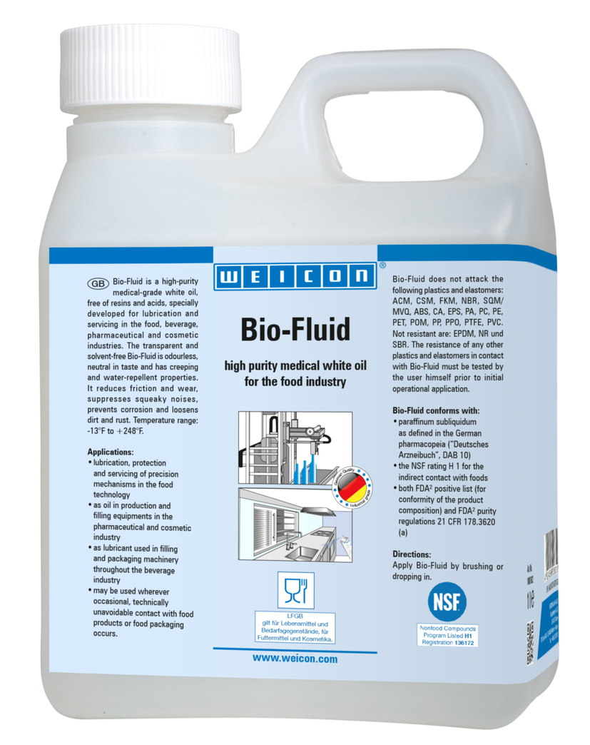 Bio-Fluid | Smeer- en onderhoudsolie voor de voedingsmiddelensector NSF H1